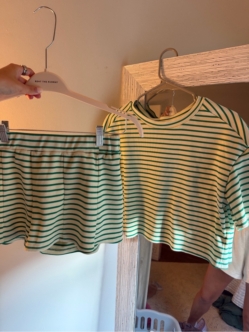 Missguided Green and Cream Striped Set